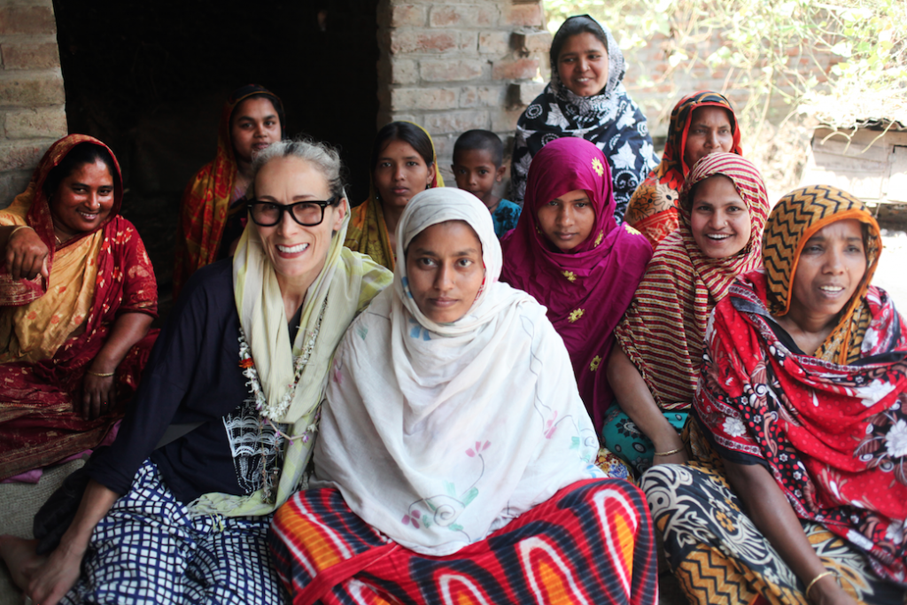 Caryn with weavers in Bangladesh 